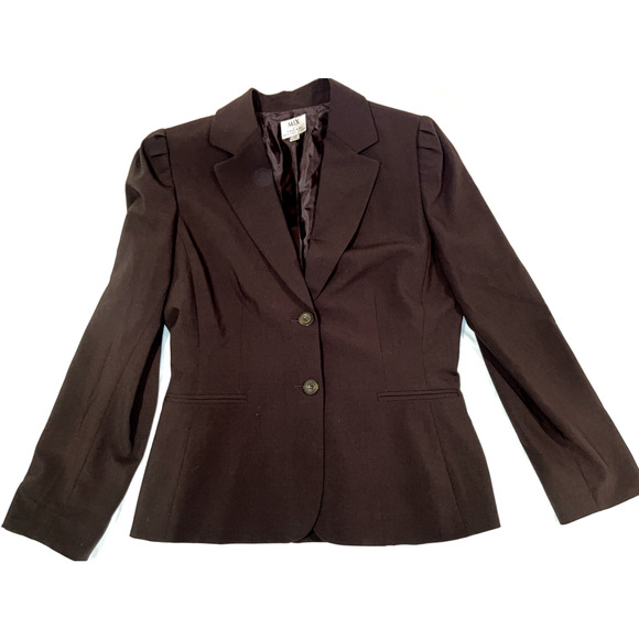 MIX by Tahari Arthur S. Levine 2 Button Lined Blazer Jacket Chocolate Brown 10 - Picture 1 of 6
